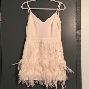 Elegant White Feathered Mini Dress